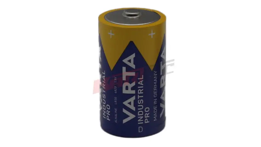 Batterie 1 x mono varta industrielle pro alkaline batterie mit gelber oberseite und blauem gehäuse und weißer beschriftung