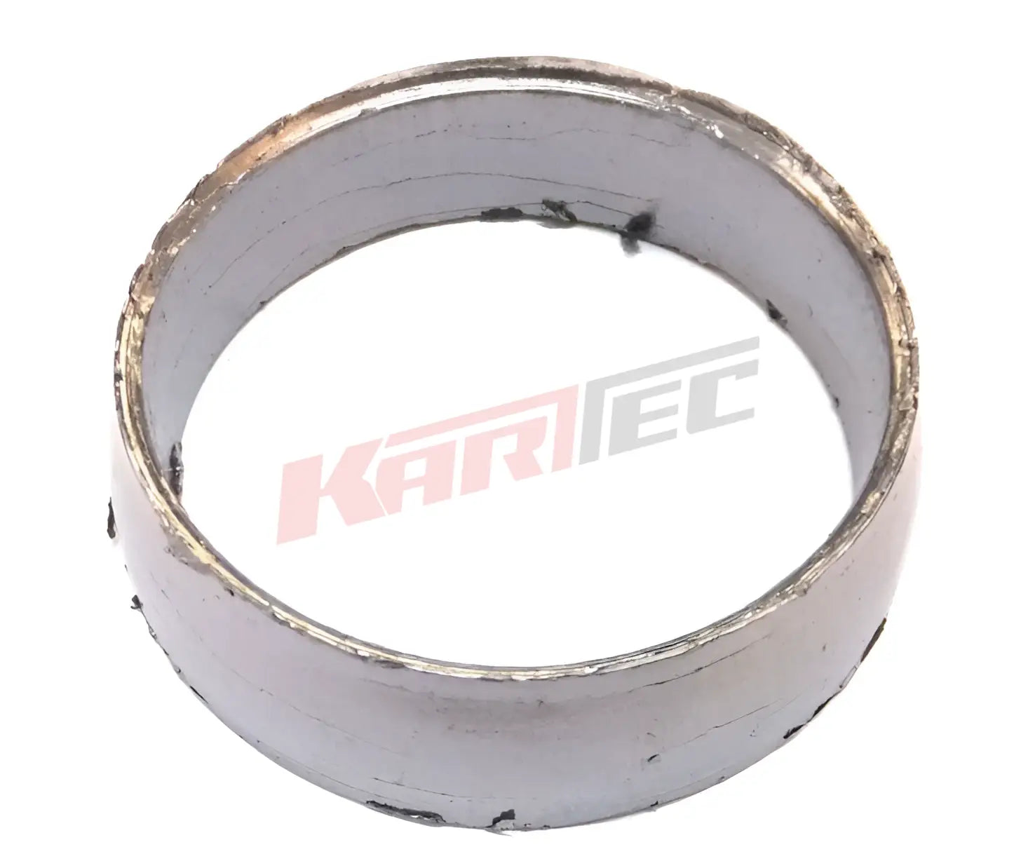 Worn metallic dichtring with matte silver finish for rotax auspuffstutzen evo showing visible signs of use
