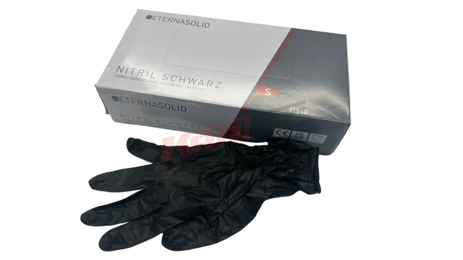 Einweghandschuhe nitril schwarz in größe S von eternasolid mit verpackung zeigen nitril schwarz einweghandschuhe