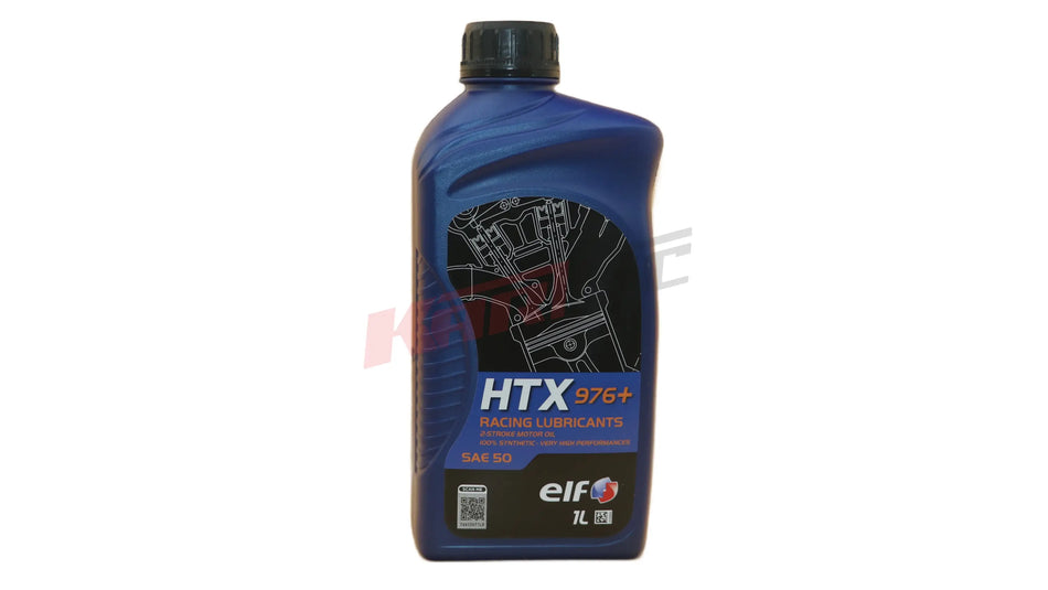 Blaue plastikflasche elf htx-976 plus racing lubricant mit schwarzem deckel und weißem motor diagramm für präzise lenkung