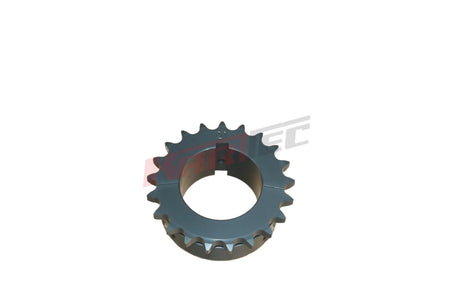 Kettenrad ergal HQ aus grauem metall mit roten akzenten für 50 mm achse z 21 kettenblatt alu z90