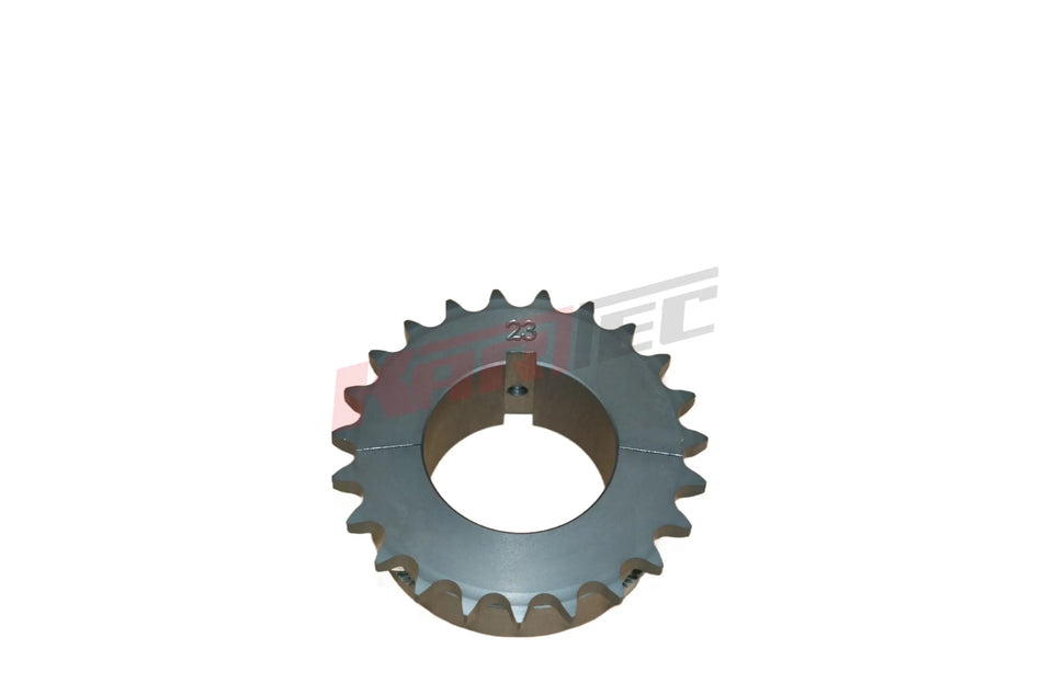 Kettenrad ergal z 23 mit 23 zähnen aus grauem metall für 50 mm achse robustes kettenblatt alu industrial design