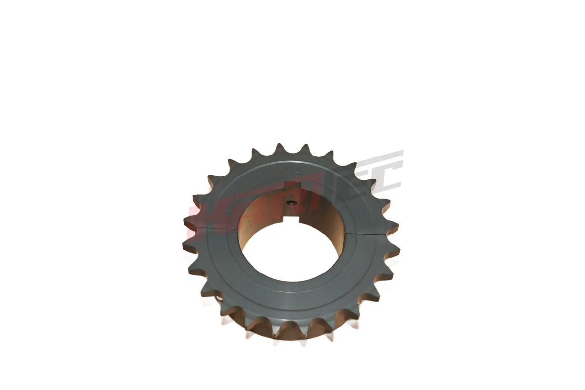 Graues metallisches kettenrad ergal mit 24 zähnen und mittlerem loch für 50 mm achse kettenblatt alu
