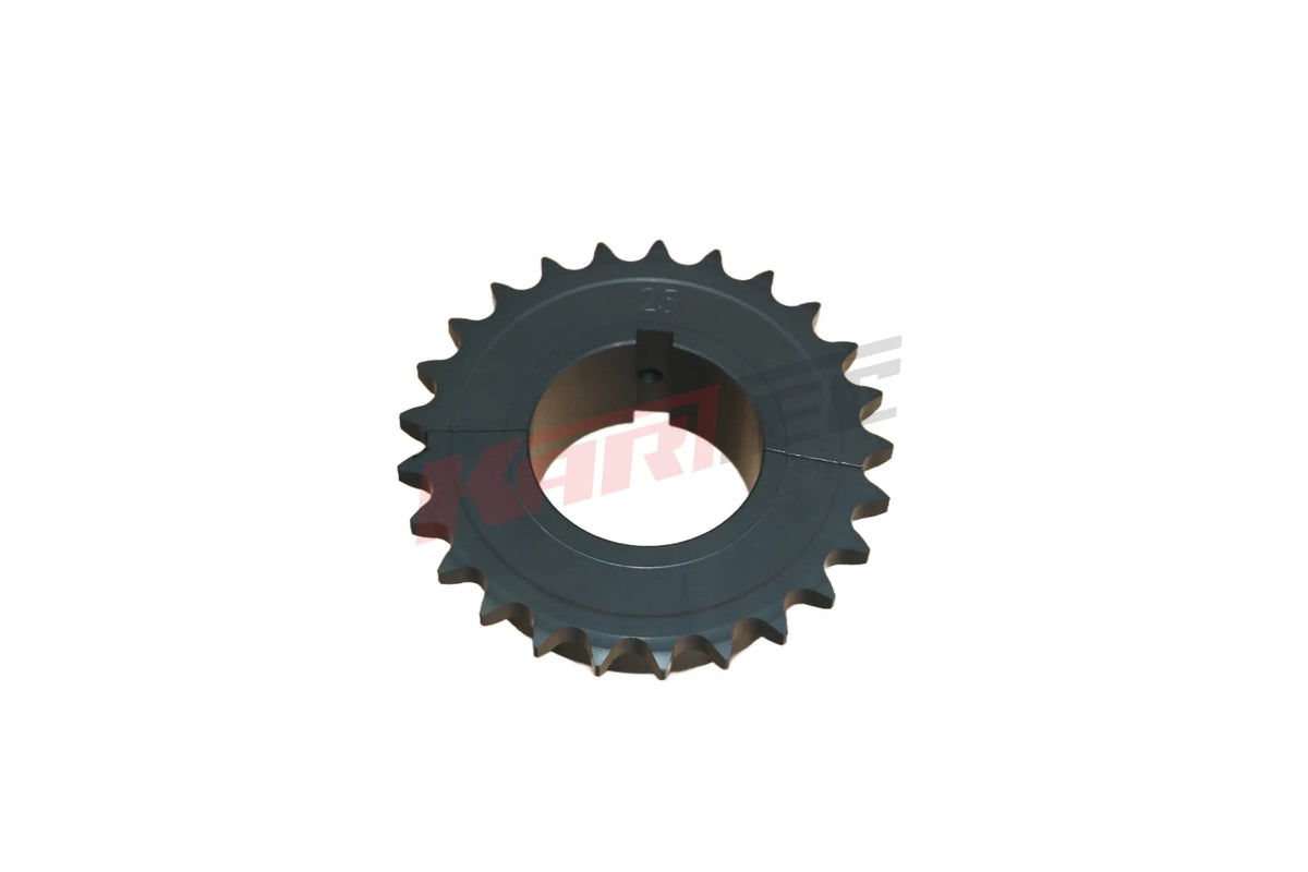 Graues metallisches kettenrad ergal mit 25 zähnen und zentralem loch für 50 mm achse kettenblatt alu