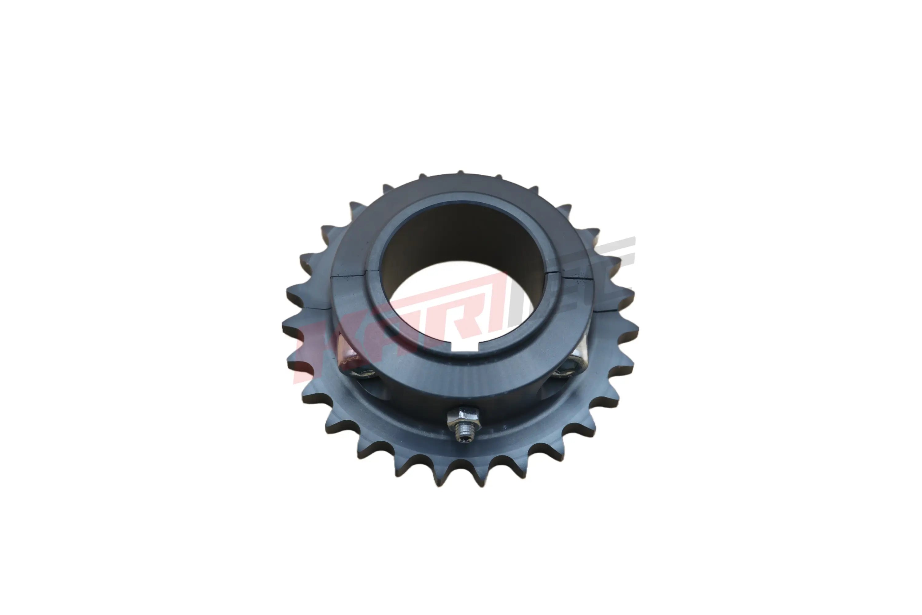 Graues metallisches kettenrad ergal mit gleichmäßig verteilten zähnen und 50 mm bohrung für kettenblatt alu z 27