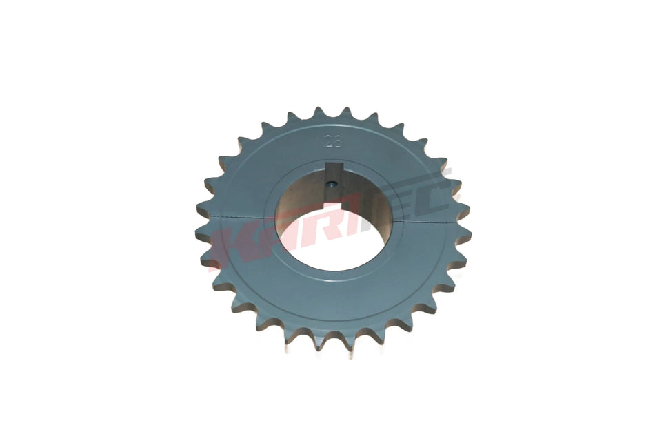 Kettenrad ergal hq für 50 mm achse z 28 in grau metallic mit roten akzenten und kettenblatt alu material