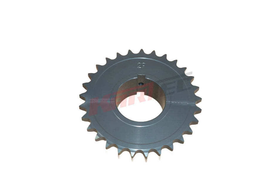 Kettenrad ergal z 29 mit roter akzentuierung und zentralem loch für 50 mm achse aus alu material