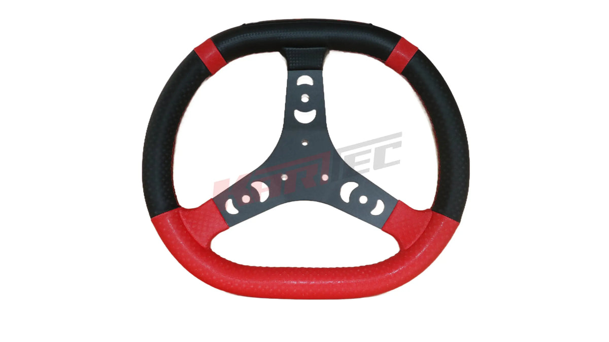 Lenkrad birel 340 racing lenkrad in rot und schwarz mit metallisch grauem mittig hub für sportliches fahren