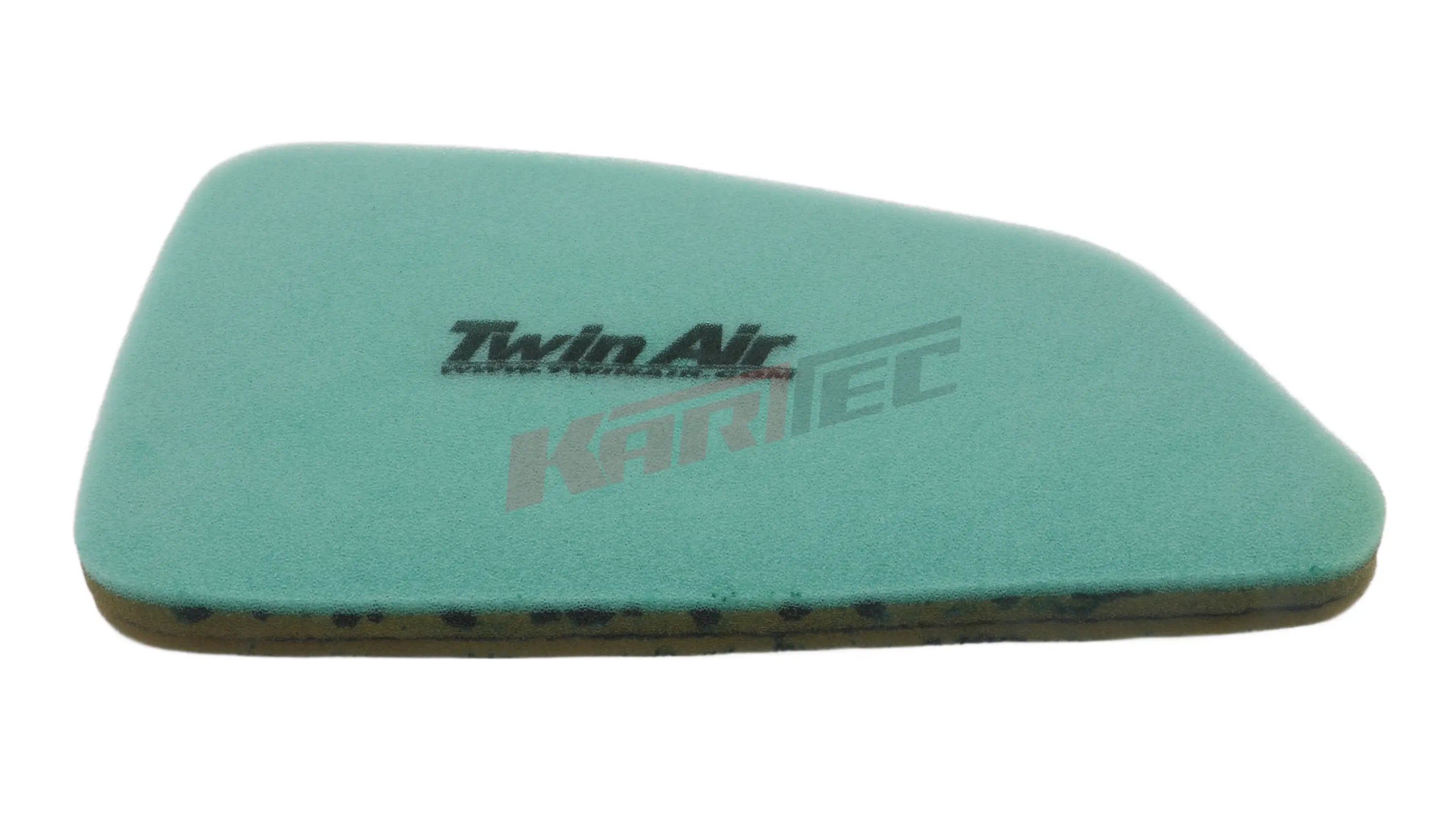 Tealfarbene luftfiltermatte rotax dd2 mit strukturierter schaumstoffoberfläche und schwarzer markierung
