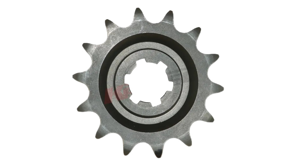 Graues metallisches ritzel z 14 mit gleichmäßig verteilten zähnen und zentraler nabe für optimale kraftübertragung