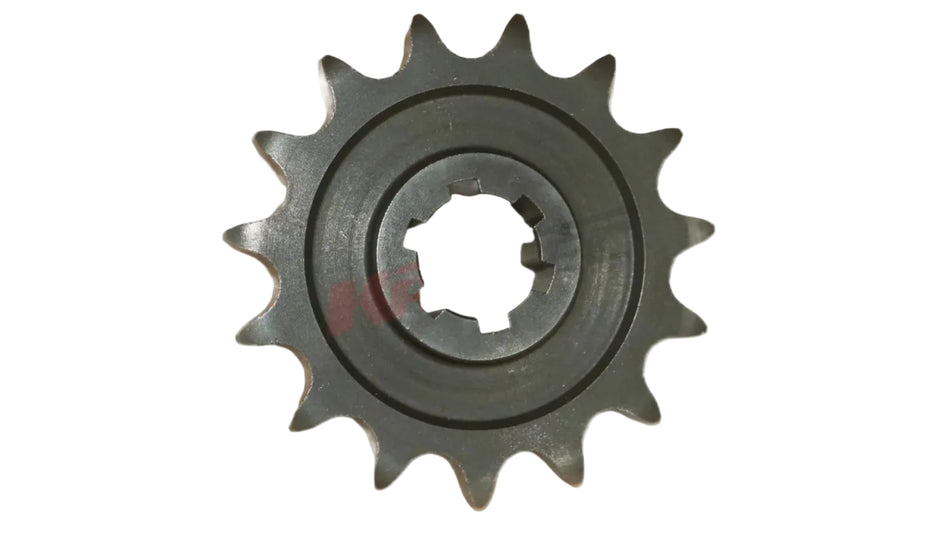 Schwarzes metallritzel z 15 mit gleichmäßig verteilten zähnen und zentralem sechseckloch