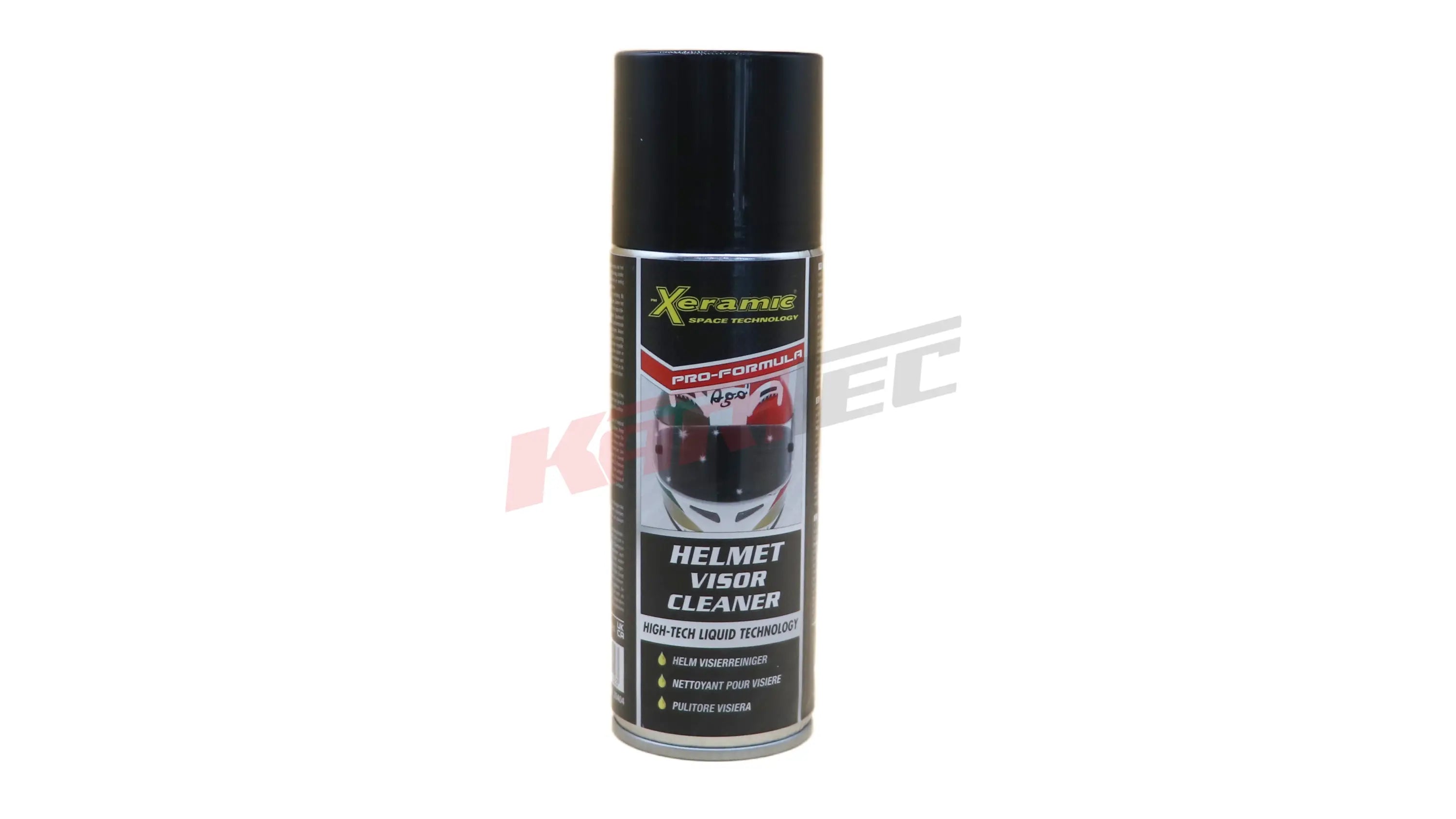 Schwarze xerame pro-formula aerosoldose xeramic visierreiniger 200 ml mit streifenfreiem ergebnis und mehrsprachiger beschriftung